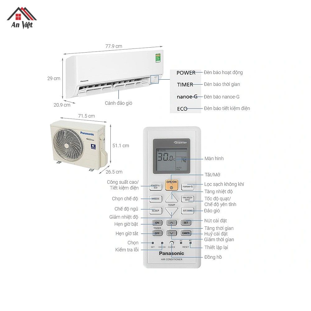 Điều hòa Panasonic 1 chiều Inverter 12000 BTU CU/CS-WPU12XKH-8 - hình 1