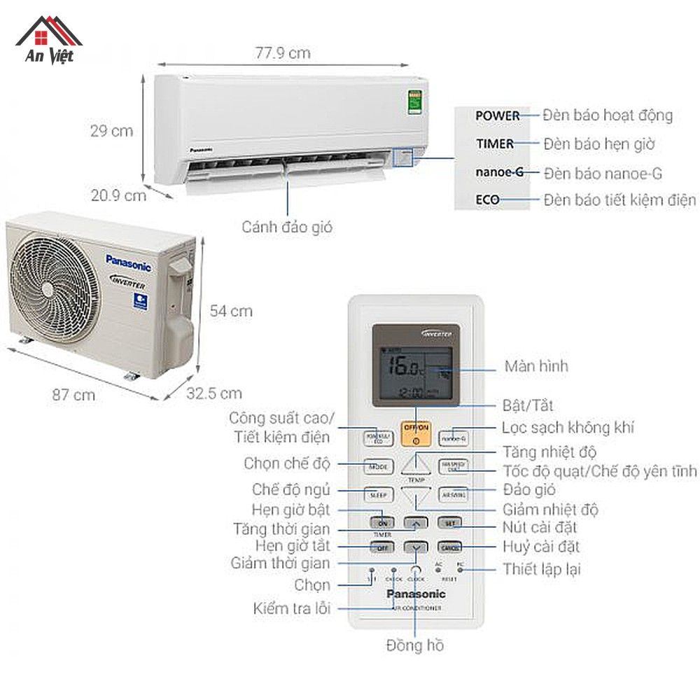 Điều hòa Panasonic 1 chiều Inverter 12000 BTU CU/CS-XPU12XKH-8 - hình 2