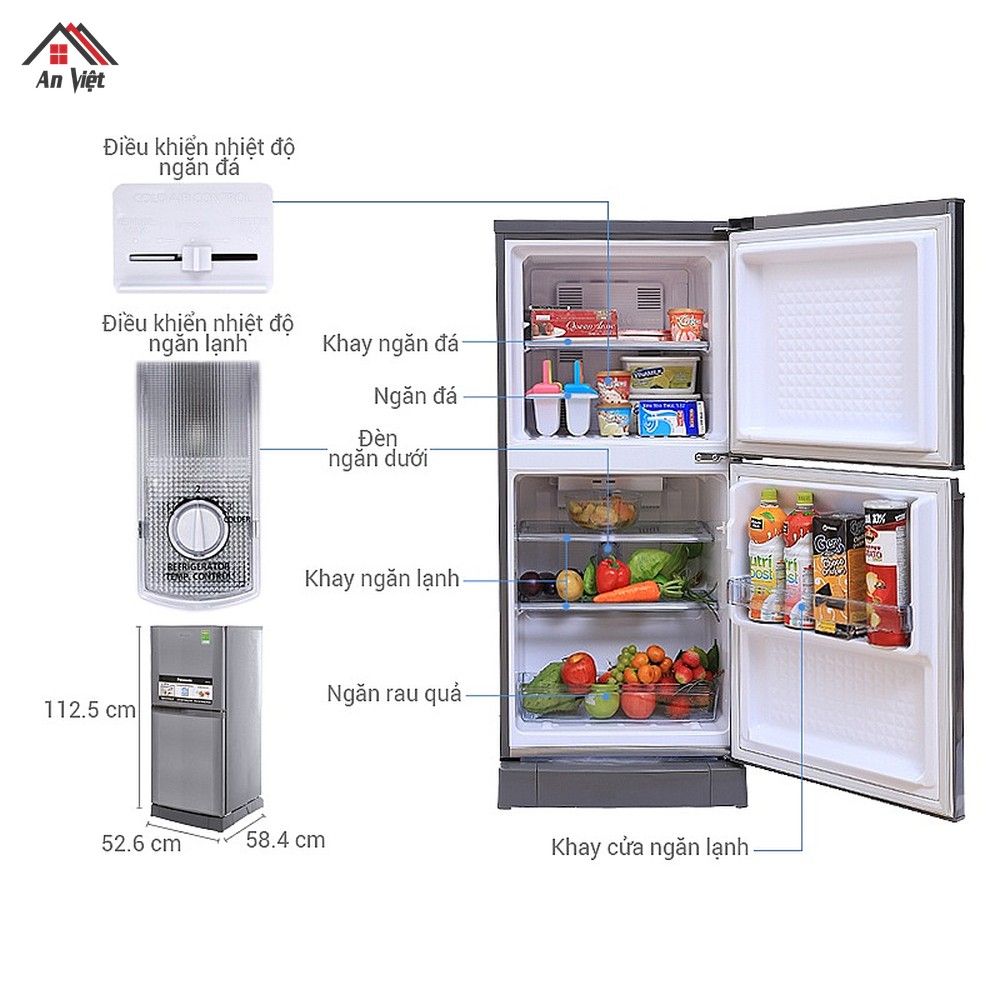 Tủ lạnh ngăn đá trên Panasonic Inverter 135 lít NR-BJ158SSV2 - hình 6