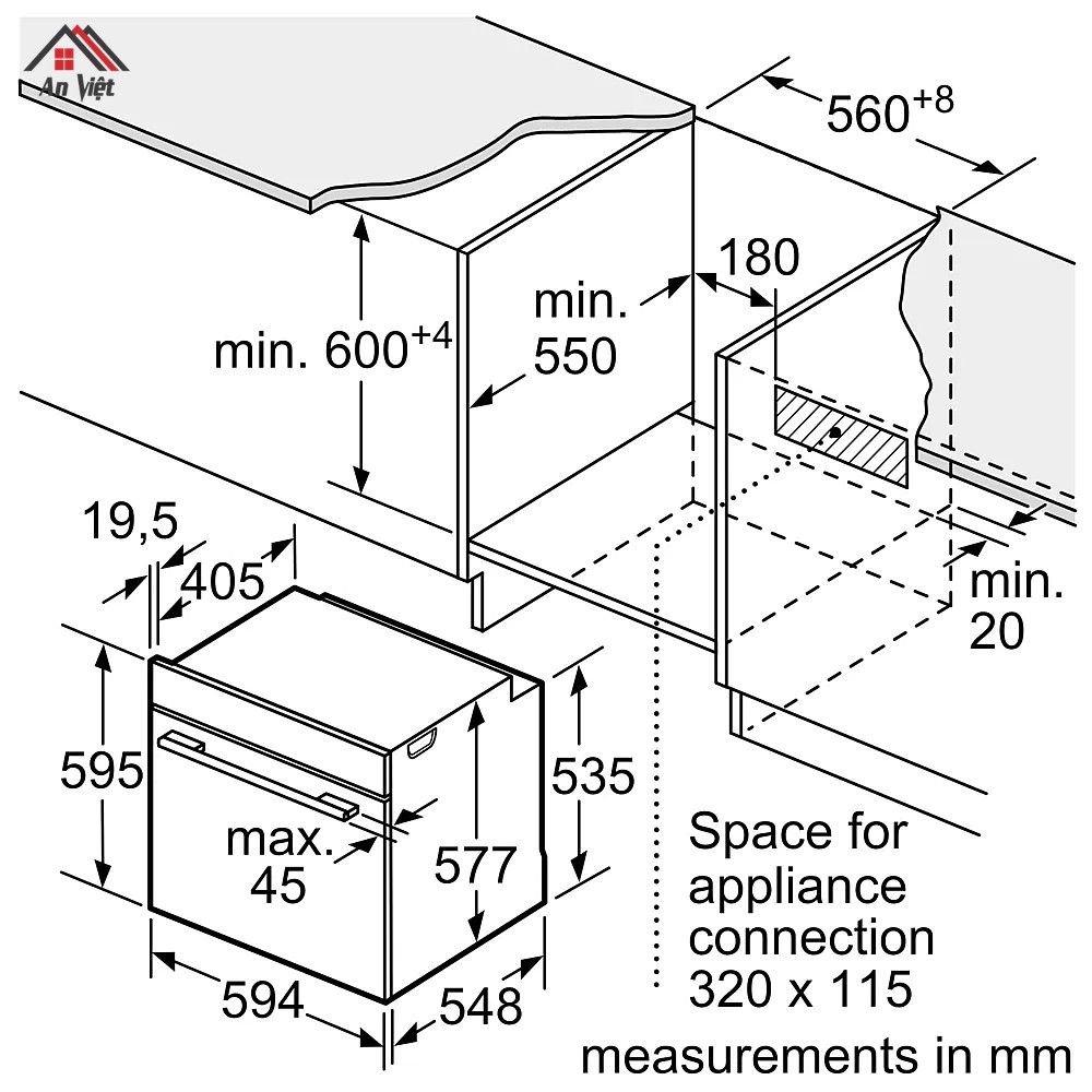 Lò nướng âm tủ Bosch HBG7341B1B 71 lít - hình 7