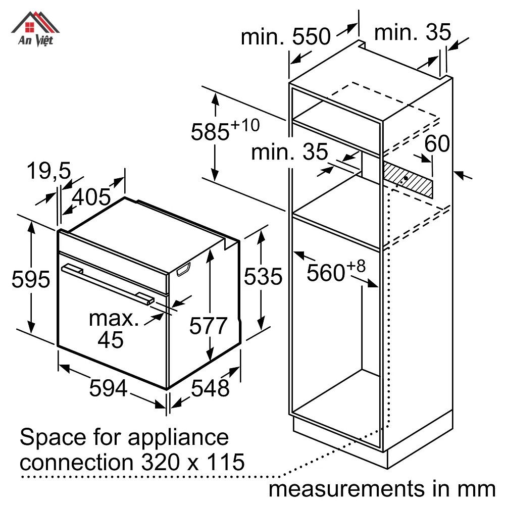 Lò nướng âm tủ Bosch HBG7341B1B 71 lít - hình 9