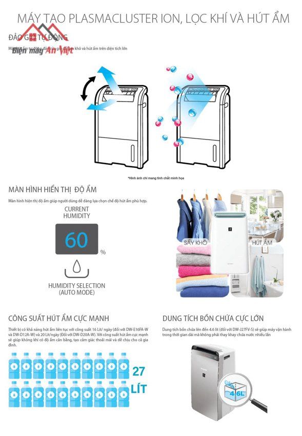 Máy lọc không khí kết hợp hút ẩm Sharp DW-J27FV-S - hình 9